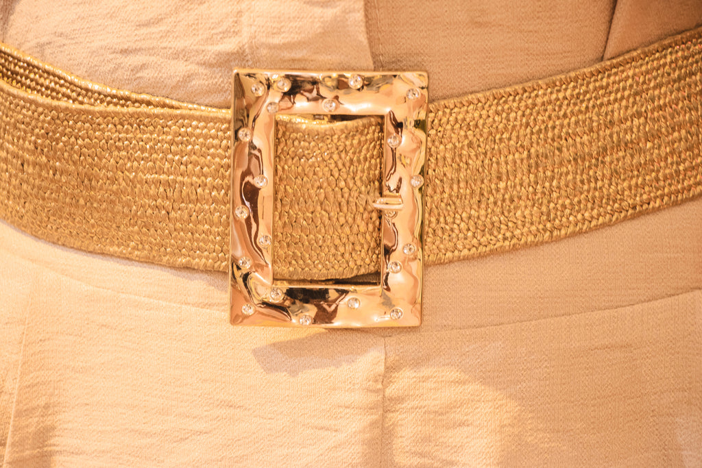 Cinturón Tejido Gold Frame – Elástico con Hebilla