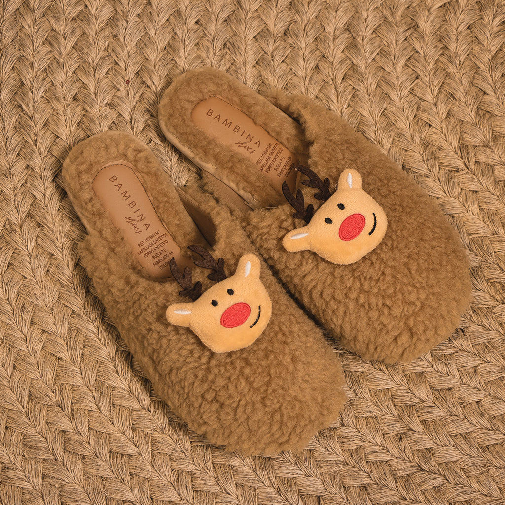 Pantuflas Navideñas Cozy Reindeer – Antideslizantes y Ultra Suaves